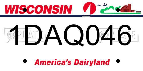 1DAQ046 Wisconsin License Plate