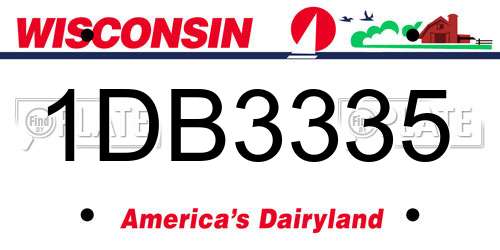 1DB3335 Wisconsin License Plate