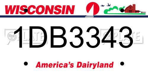 1DB3343 Wisconsin License Plate