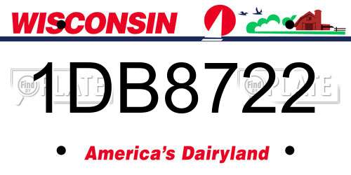 1DB8722 Wisconsin License Plate
