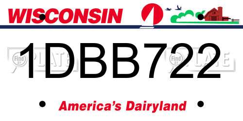 1DBB722 Wisconsin License Plate
