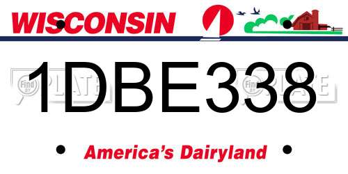 1DBE338 Wisconsin License Plate