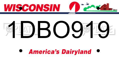 1DBO919 Wisconsin License Plate