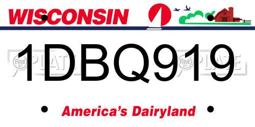 1DBQ919 Wisconsin License Plate