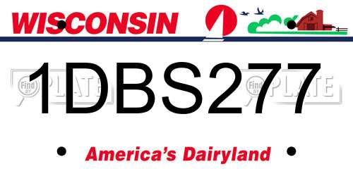 1DBS277 Wisconsin License Plate