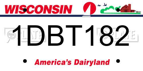 1DBT182 Wisconsin License Plate