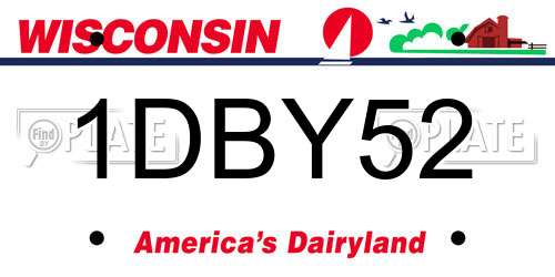 1DBY52 Wisconsin License Plate