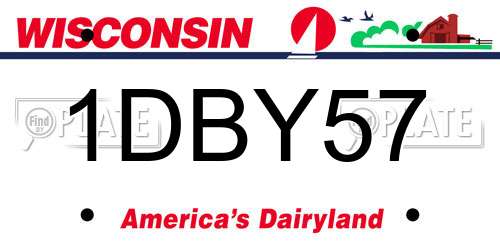 1DBY57 Wisconsin License Plate