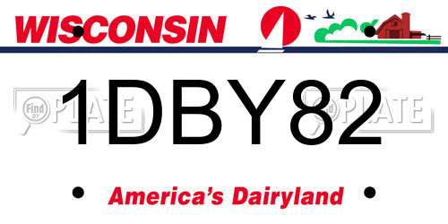 1DBY82 Wisconsin License Plate
