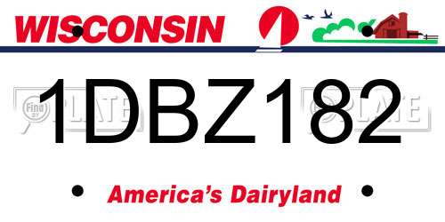 1DBZ182 Wisconsin License Plate