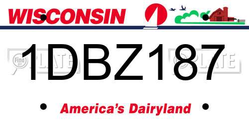 1DBZ187 Wisconsin License Plate