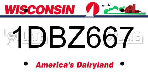 1DBZ667 Wisconsin License Plate