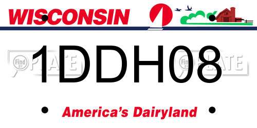 1DDH08 Wisconsin License Plate