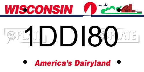 1DDI80 Wisconsin License Plate