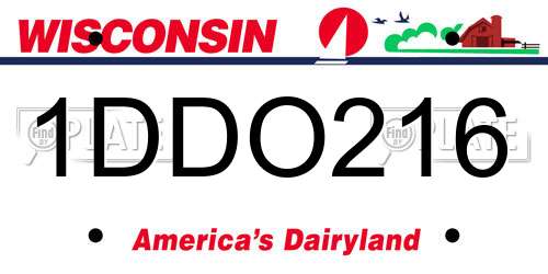 1DDO216 Wisconsin License Plate