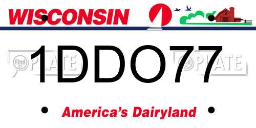 1DDO77 Wisconsin License Plate