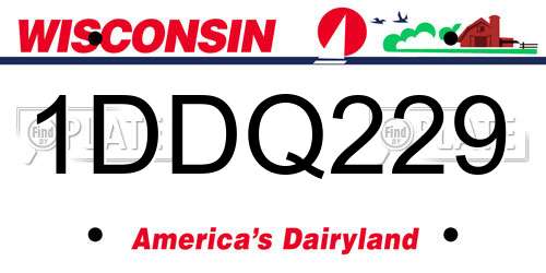 1DDQ229 Wisconsin License Plate
