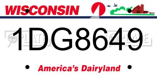 1DG8649 Wisconsin License Plate