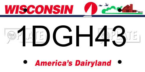 1DGH43 Wisconsin License Plate