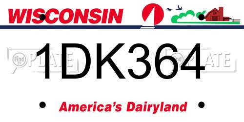 1DK364 Wisconsin License Plate