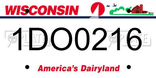 1DO0216 Wisconsin License Plate