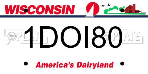 1DOI80 Wisconsin License Plate