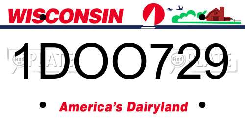 1DOO729 Wisconsin License Plate