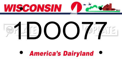 1DOO77 Wisconsin License Plate