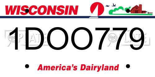 1DOO779 Wisconsin License Plate