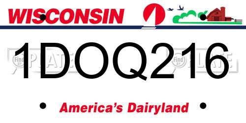 1DOQ216 Wisconsin License Plate