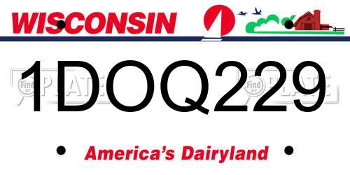 1DOQ229 Wisconsin License Plate