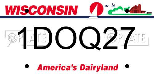 1DOQ27 Wisconsin License Plate