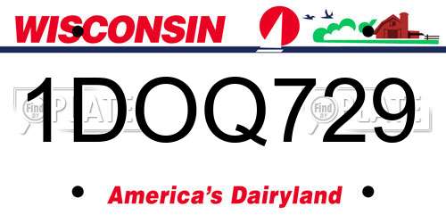 1DOQ729 Wisconsin License Plate