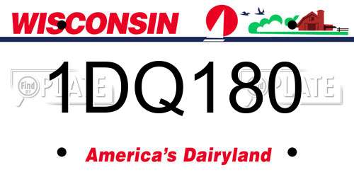 1DQ180 Wisconsin License Plate