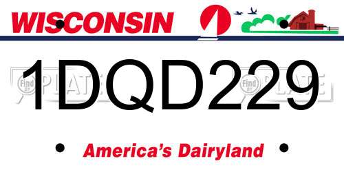 1DQD229 Wisconsin License Plate