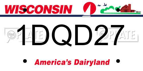 1DQD27 Wisconsin License Plate