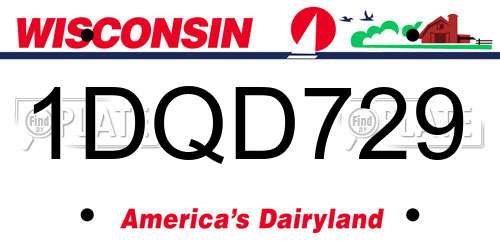 1DQD729 Wisconsin License Plate
