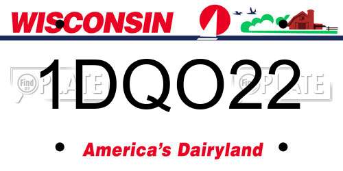 1DQO22 Wisconsin License Plate