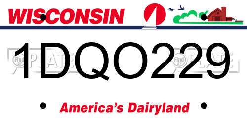 1DQO229 Wisconsin License Plate