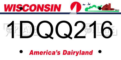 1DQQ216 Wisconsin License Plate