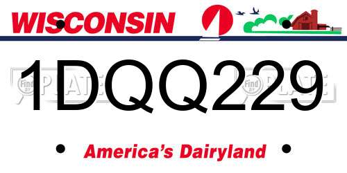 1DQQ229 Wisconsin License Plate