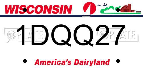 1DQQ27 Wisconsin License Plate