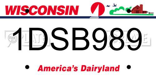 1DSB989 Wisconsin License Plate