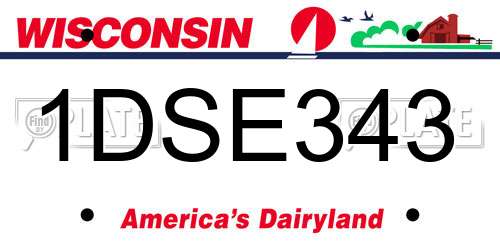 1DSE343 Wisconsin License Plate