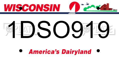 1DSO919 Wisconsin License Plate
