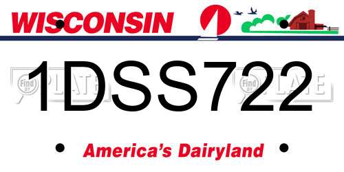 1DSS722 Wisconsin License Plate