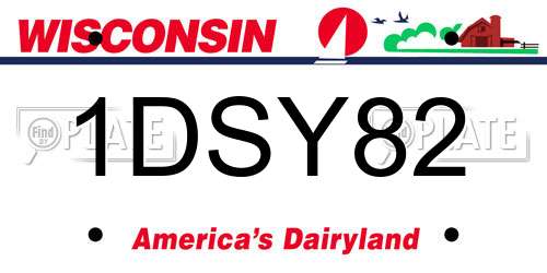 1DSY82 Wisconsin License Plate