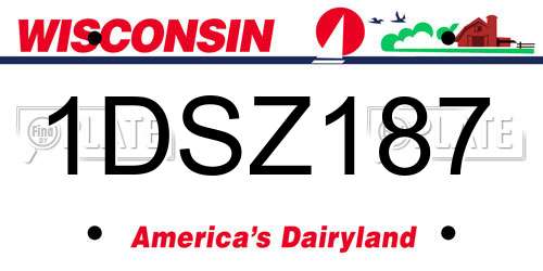 1DSZ187 Wisconsin License Plate