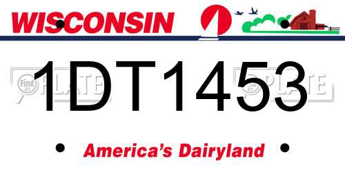 1DT1453 Wisconsin License Plate