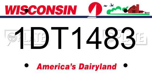 1DT1483 Wisconsin License Plate
